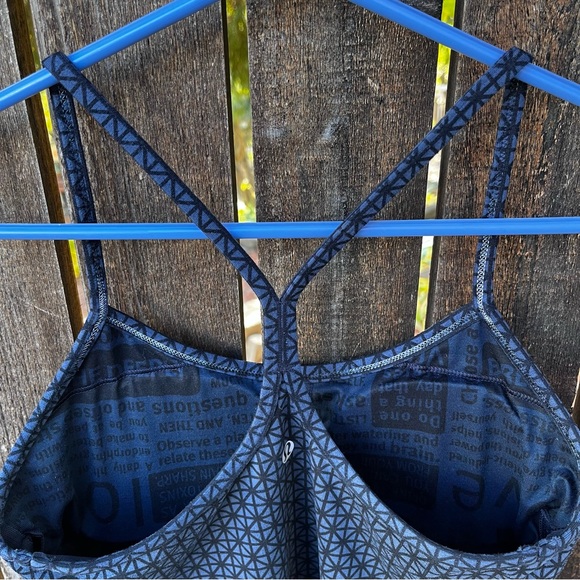 Lululemon Tri Geo Inkwell Black Power Y Luon Racerback Top Sz 6 - Picture 7 of 15